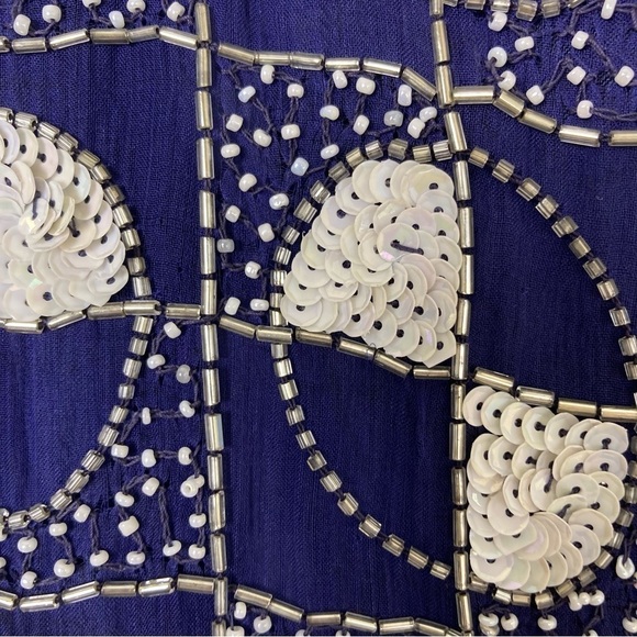 Vintage 80s Eves Allure Silk Sequined Party Blazer Dress Jacket Elegant Sz M - Picture 10 of 15